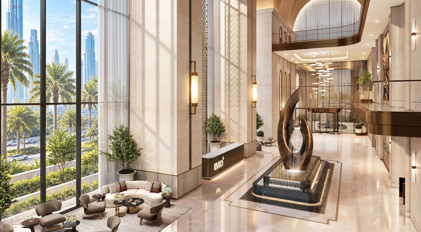 Triple-height arrival lobby