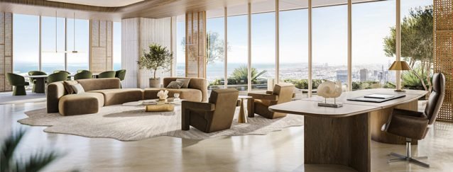 Executive office with city views