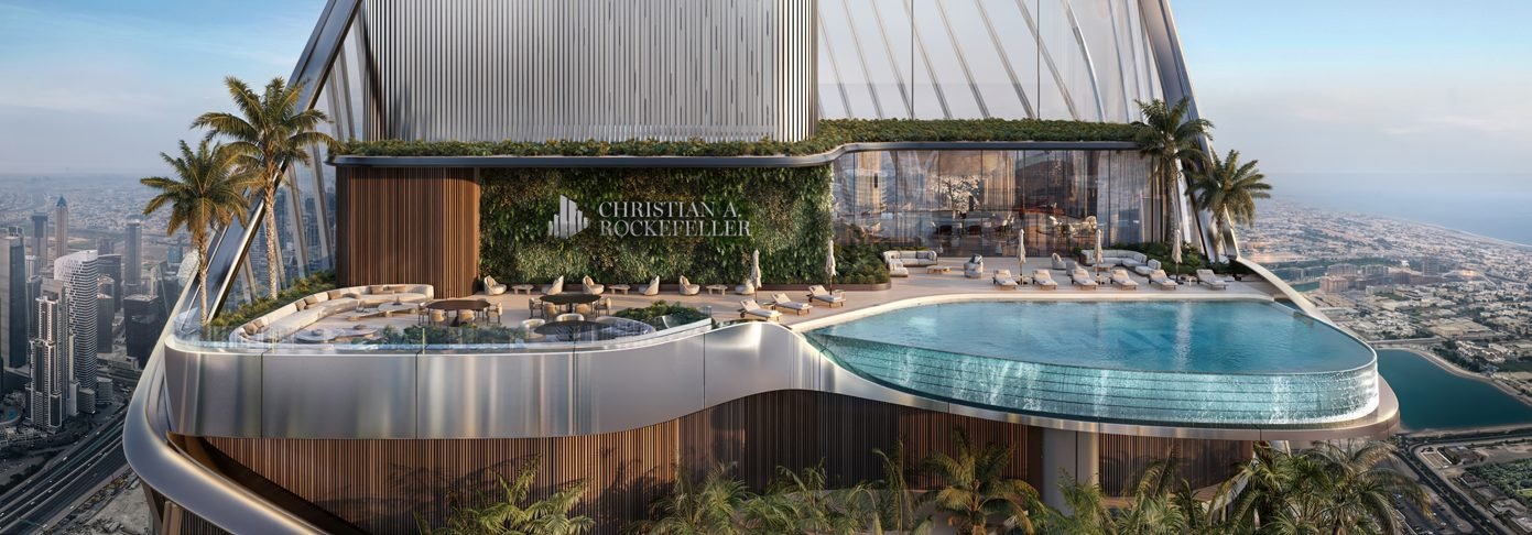 Infinity pool on the amenity terrace