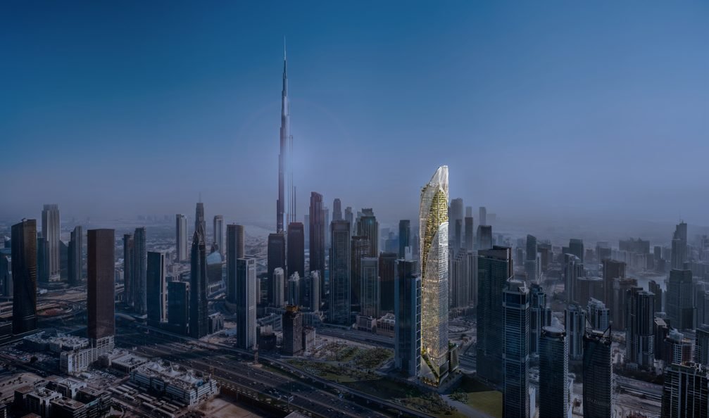Downtown Dubai skyline with the tower highlighted